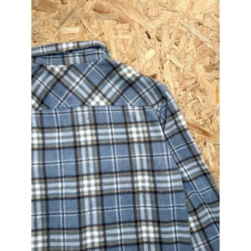ONeill Fleece Flannel Shirt Mens Medium Blue Plaid Snap Button Long Sleeve - Picture 13 of 14